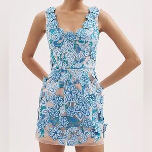 Helsi Blue Floral Appliqué Mini Dress